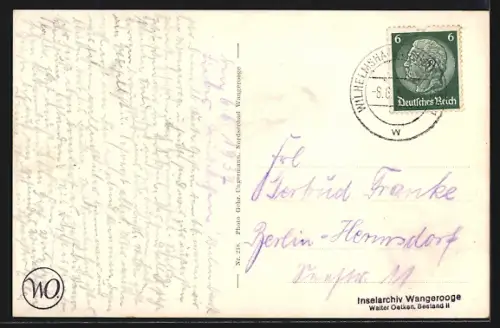 AK Wangerooge, Strandansicht, Promenade am Strand, 