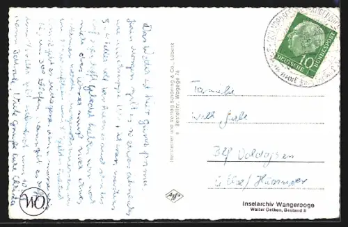 AK Wangerooge, Leuchtturm, Westturm, Strandleben, Inselbahn, Hindenburgplatz