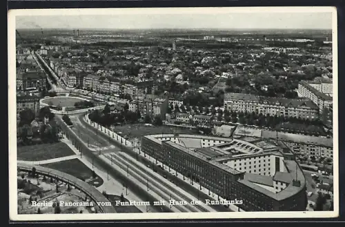 AK Berlin-Charlottenburg, Panorama vom Funkturm mit Haus des Rundfunks