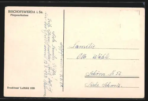 AK Bischofswerda, Fliegeraufnahme mit Totalansicht