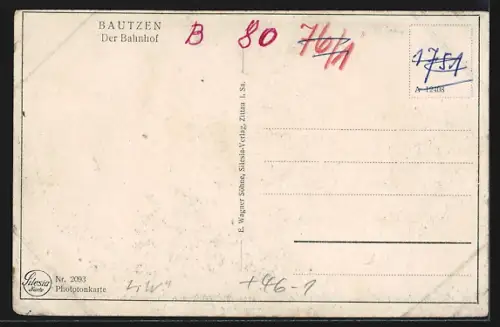 AK Bautzen, Bahnhof mit Fahrradfahrer