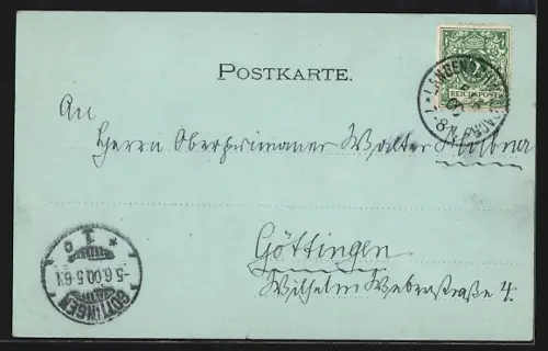 Mondschein-AK Schlangenbad, Strassenpartie mit Kirche