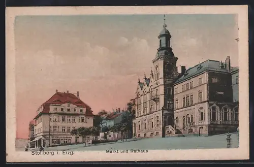 AK Stollberg i. Erzg., Markt und Rathaus