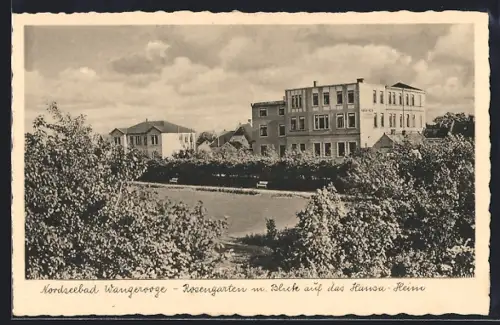AK Wangerooge /Nordsee, Rosengarten mit Blick auf das Hanse-Haus