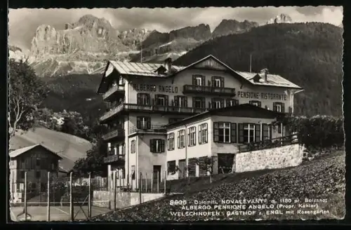 AK Welschnofen, Gasthof zum Engel mit Rosengarten