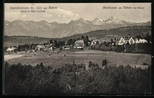 AK Oberbozen am Ritten, Blick auf den Ort vor Bergkulisse