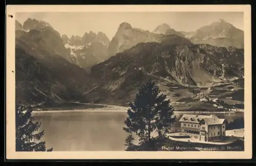 AK Molveno, Hotel Molveno mit Dolomitengruppe