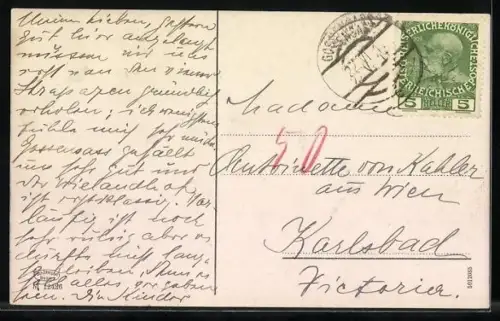 AK Gossensass a. Brenner, Kirchpartie mit Blick zum Gebirge