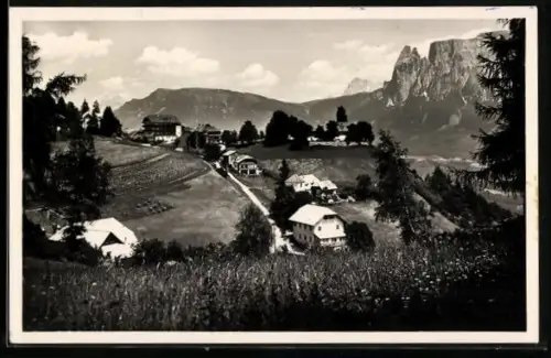 AK Klobenstein am Ritten, Ortsansicht gegen Schlern