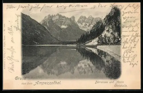 AK Dürrensee /Ampezzotal, Blick über den See mit Monte Cristallo