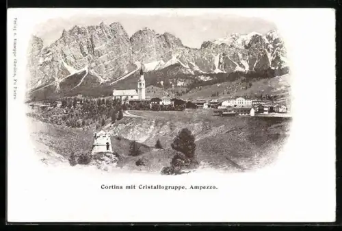 AK Cortina, Ampezzo, Ortsansicht mit Cristallogruppe