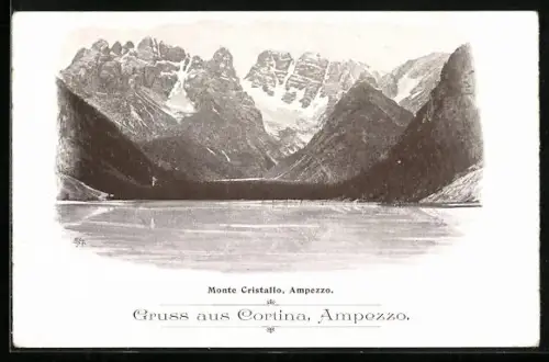 AK Cortina, Ampezzo, Blick auf den Monte Cristallo