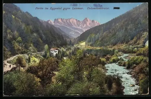 AK Eggental /Dolomitenstrasse, Partie im Eggental gegen Latemar