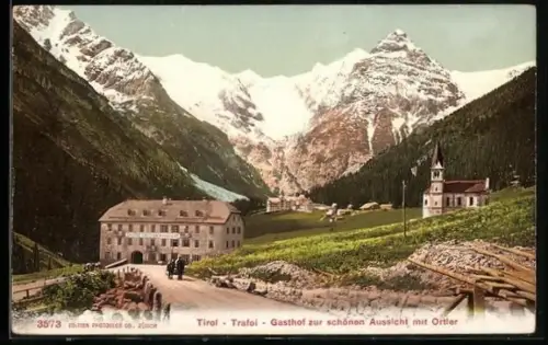 AK Trafoi, Gasthof zur schönen Aussicht mit Ortler