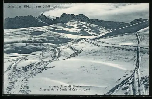 AK Alpe di Siusi /Dolomiti, Discesa dalla Punta d`Oro