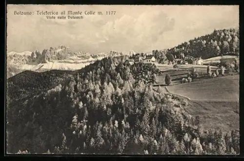 AK Bozen, Blick von Kohlern auf Herrenkohlern und Rosengarten