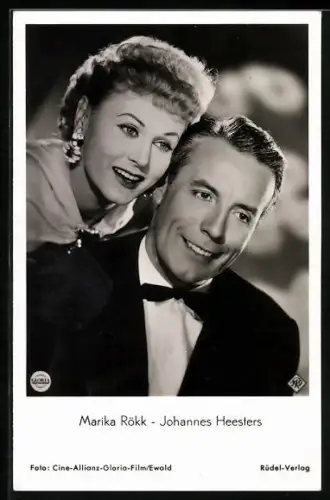 AK Schauspielerin Marika Rökk und Schauspieler Johannes Heesters spielen zusammen in Die geschiedene Frau