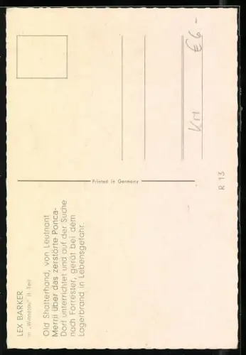 AK Schauspieler Lex Barker mit Pferd in dem Film Winnetou, Teil 2