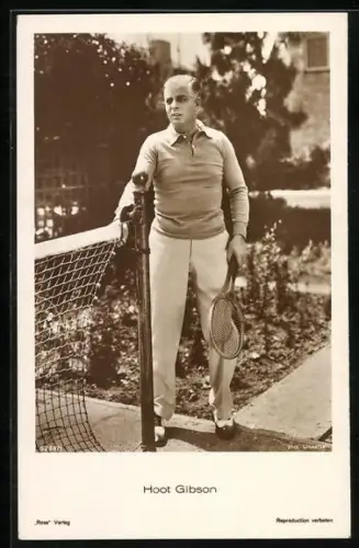 AK Schauspieler Hoot Gibson mit Tennisschläger