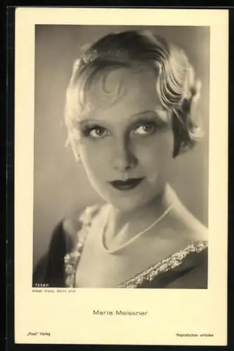 AK Schauspielerin Maria Meissner mit Halskette porträtiert