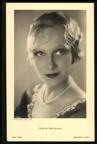 AK Schauspielerin Maria Meissner mit Halskette porträtiert