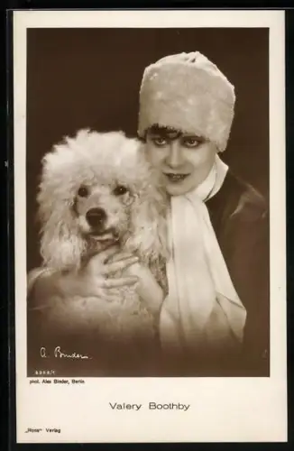 AK Schauspielerin Valery Boothby mit Hund