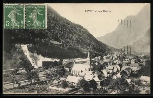 AK Livet, Vue des usines et du village dans la vallée montagneuse