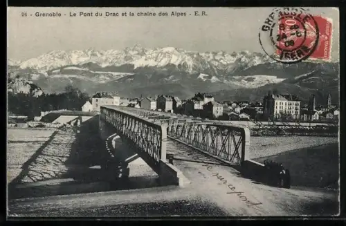 AK Grenoble, Le Pont du Drac et la chaîne des Alpes
