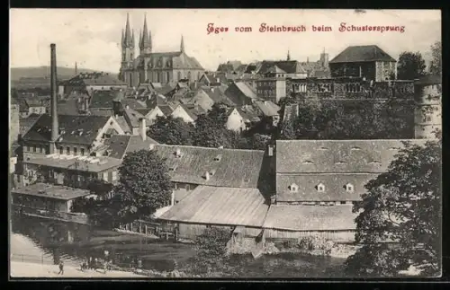 AK Eger, Teilansicht mit Kirche vom Steinbruch beim Schustersprung aus