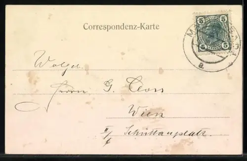 AK Marienbad, Kreuzbrunnen während der Trinkzeit