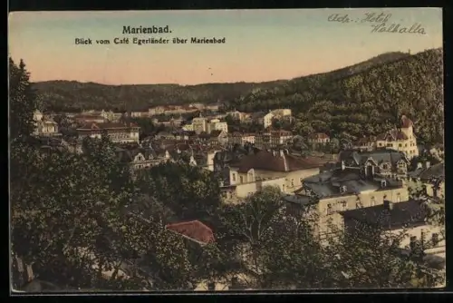 AK Marienbad, Blick vom Cafe Egerländer über den Ort