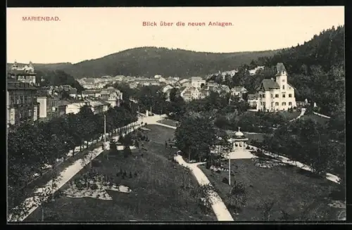 AK Marienbad, Blick über die neuen Anlagen