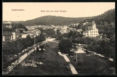 AK Marienbad, Blick über die neuen Anlagen