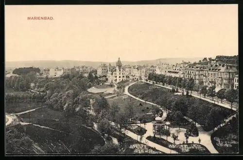 AK Marienbad, Blick über den Ort