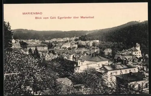 AK Marienbad, Blick vom Cafe Egerländer über Marienbad