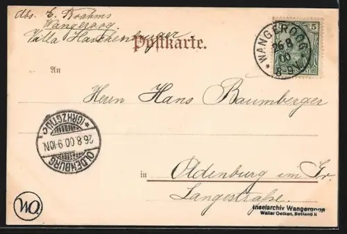 AK Wangeroog, Café Dünenschlösschen, Totalansicht des Ortes aus der Vogelschau, Westturm