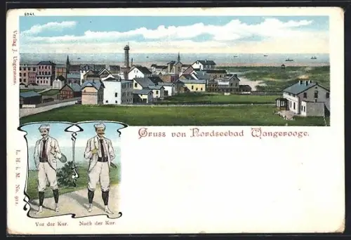 AK Wangerooge, Ortsansicht, Mann vor und nach der Kur