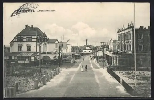 AK Wangerooge, Blick in die Zedeliusstrasse nach dem Leuchtturm