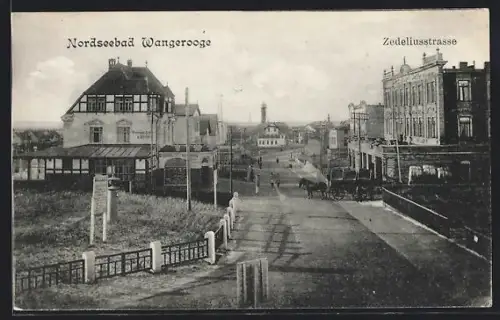AK Wangerooge, Zedeliusstrasse mit Photographischem Atelier Schröder und Hotel Hanken