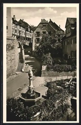 AK Meersburg am Bodensee, Steige mit Bärenbrunnen