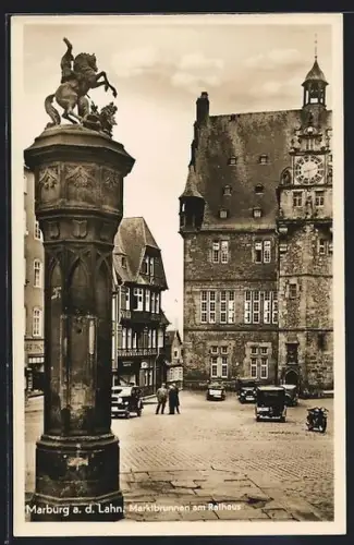 AK Marburg a. d. Lahn, Marktbrunnen am Rathaus