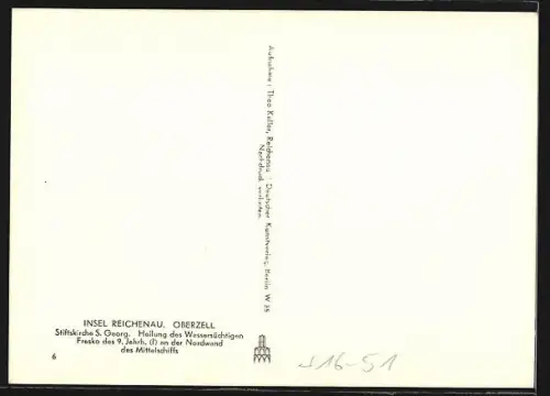 Foto-AK Deutscher Kunstverlag: Insel Reichenau /Oberzell, Stiftskirche St. Georg, Heilung des Wassersüchtigen