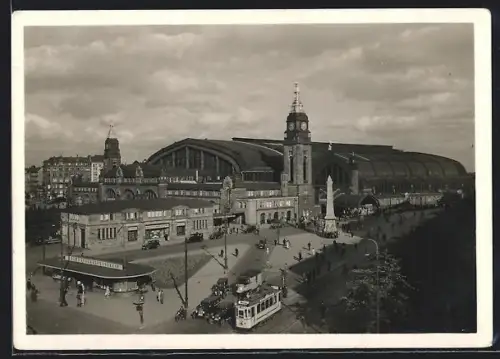 AK Hamburg-St.Georg, Hauptbahnhof, Strassenbahn, Bahnhofsvorplatz