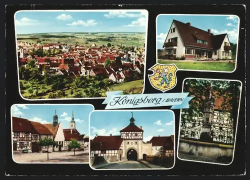 AK Königsberg /Bayern, Stadtansicht, Kirche, Stadttor, Fachwerkhäuser