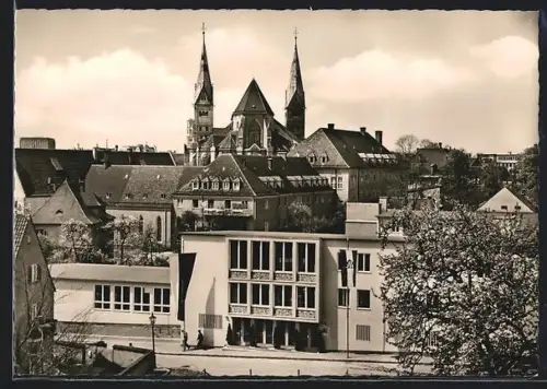 AK Augsburg, Jugendherberge, Stadtansicht mit Kirche