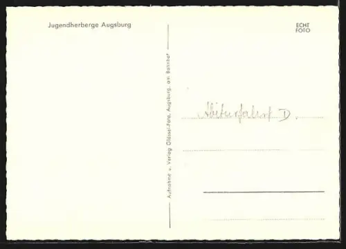 AK Augsburg, Jugendherberge, Stadtansicht mit Kirche