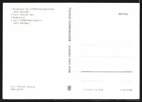 AK Gross Labenz /Sternberg, FDGB-Erholungsheim Willi Schröder, Klein Labenzer See, Badestrand