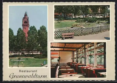 AK Berlin, Grunewaldturm, Restaurant, Innenansicht, Inh. Karin Schrader