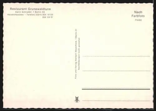 AK Berlin, Grunewaldturm, Restaurant, Innenansicht, Inh. Karin Schrader