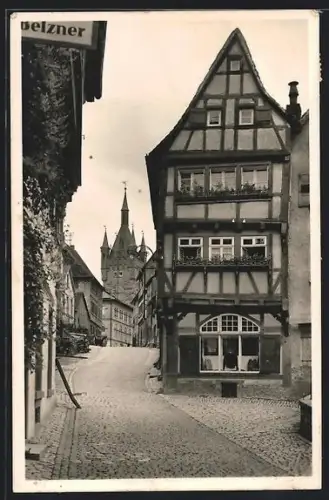 AK Bad Wimpfen a. N., Salzgasse, Blauer Turm, Fachwerkhäuser